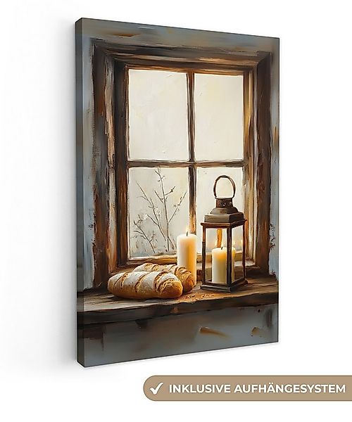 OneMillionCanvasses® Leinwandbild Stilleben - Rustikal - Kerzen - Brote - F günstig online kaufen