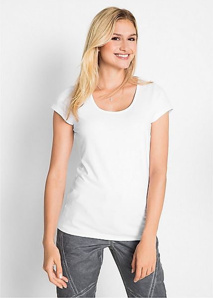 bonprix T-Shirt figurbetonte slim fit Passform, Kurzarm, aus Baumwolle und günstig online kaufen