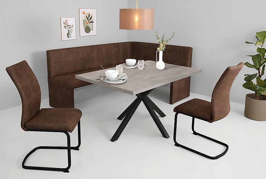 HELA Essgruppe "SPREE" 4 Stk. tlg. Esstisch 140x90 cm mit Dickkante, Microf günstig online kaufen