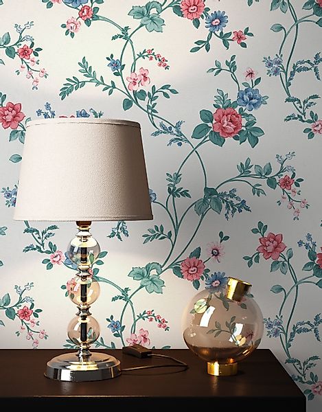 Newroom Vliestapete, Weiß Tapete Landhaus Blumen günstig online kaufen