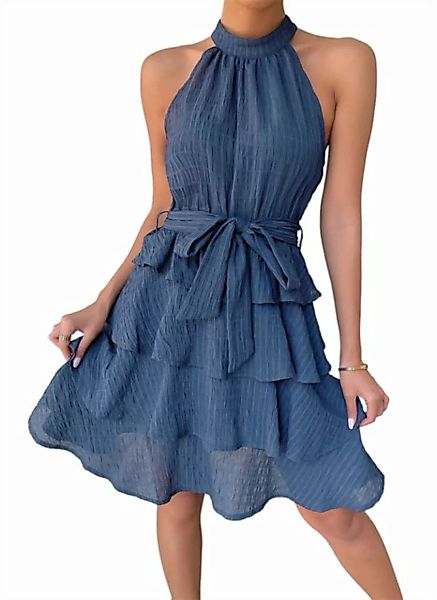 ZWY Abendkleid Sexy ärmelloses Kleid mit Neckholder und Rüschen für Damen ( günstig online kaufen