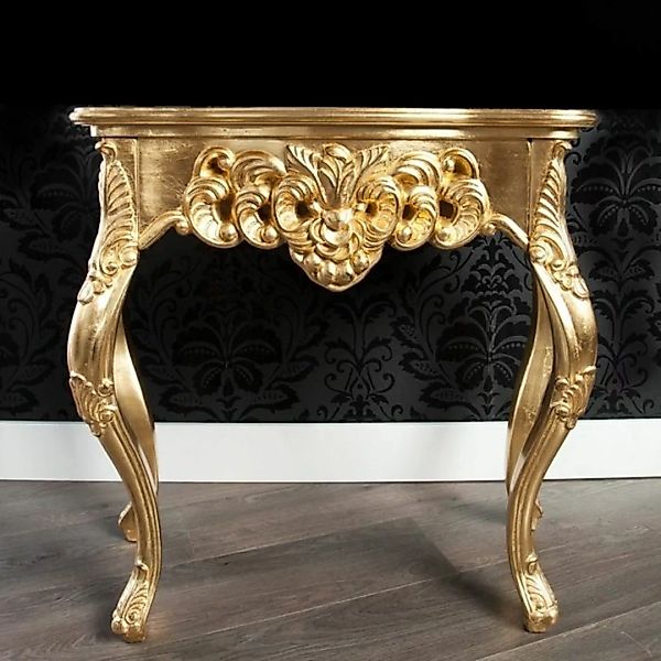 Romantische Konsole FLORENCE Gold Antik in Barock-Design 85cm x 35cm günstig online kaufen