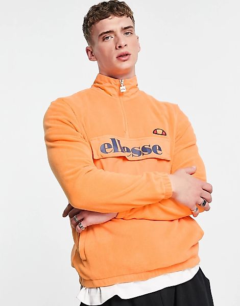 ellesse – Fleece-Oberteil in Orange mit kurzem Reißverschluss günstig online kaufen