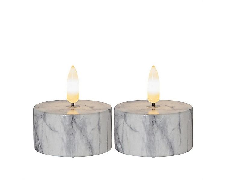 STAR TRADING LED-Kerze LED Teelicht Marmoroptik Zement Timer H: 6cm 2er Set günstig online kaufen