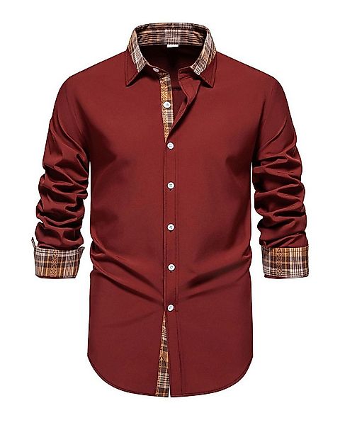 Allthemen Langarmhemd mit Karo-Kontrastdetails lässiges Freizeithemd günstig online kaufen