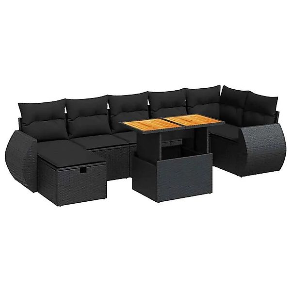 vidaXL 5-Tlg Garten-Sofagarnitur mit Kissen Schwarz Poly Rattan Akazie 3328 günstig online kaufen