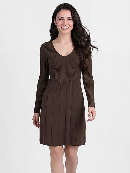 PEKIVESSA Strickkleid Kurzes Ripp-Strickkleid tailliert mit feminin tiefem günstig online kaufen