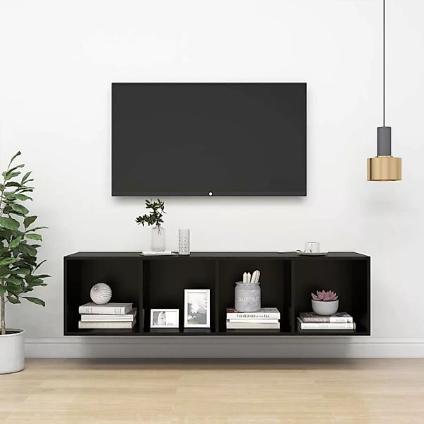 Tv-wandschrank Schwarz 37x37x142,5 Cm Spanplatte günstig online kaufen