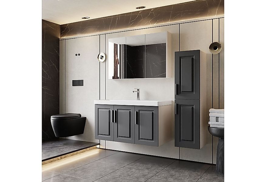 Karen Badmöbel-Set Badmöbel Set Arin 100, (3-St., Unterschrank mit Türen, S günstig online kaufen