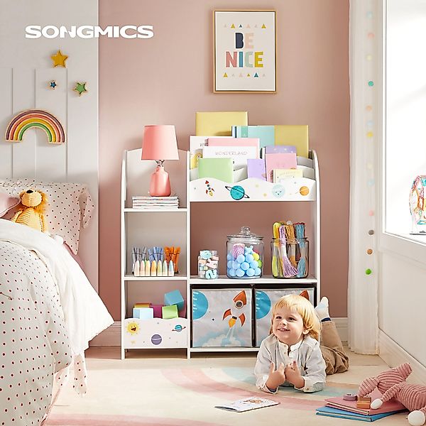 SONGMICS Spielzeugtruhe Kinderregal Bücherregal Kinder, Spielzeugregal günstig online kaufen