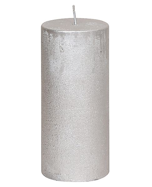 Steinhart Kerzen Rustic-Kerze Stumpenkerze "Rustic-Glanz" Silber günstig online kaufen