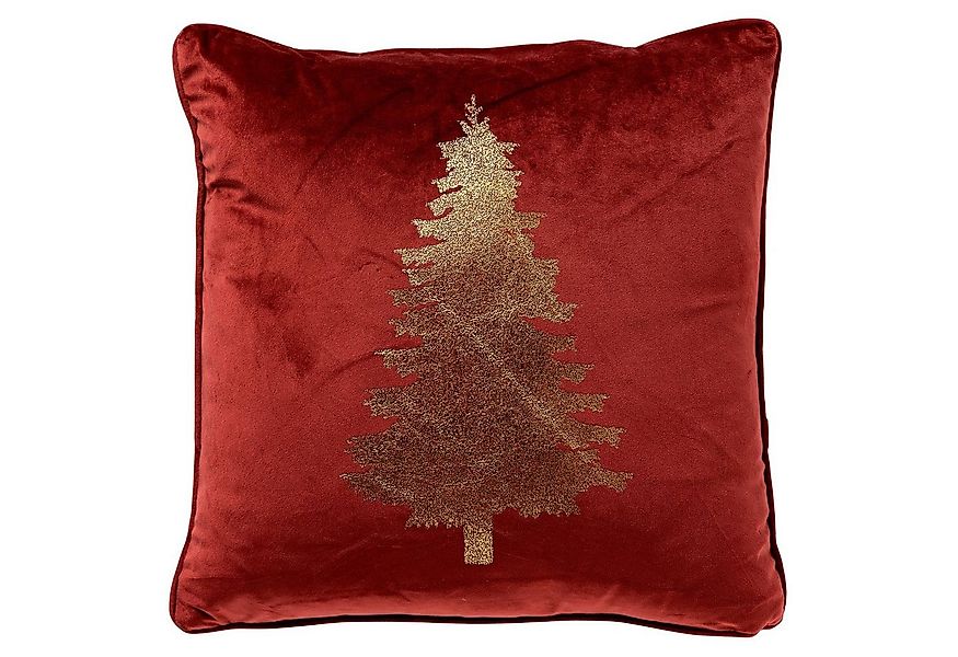 Dutch Decor Zierkissen Kissen Rot Gold Weihnachten Tannenbaum Samt 45 x 45 günstig online kaufen