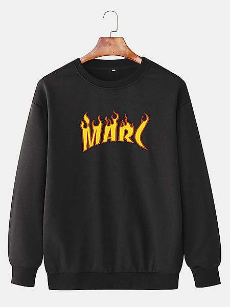 Herren Letter Flame Bedruckte Baumwolle Drop Sleeve Casual Sweatshirts mit günstig online kaufen