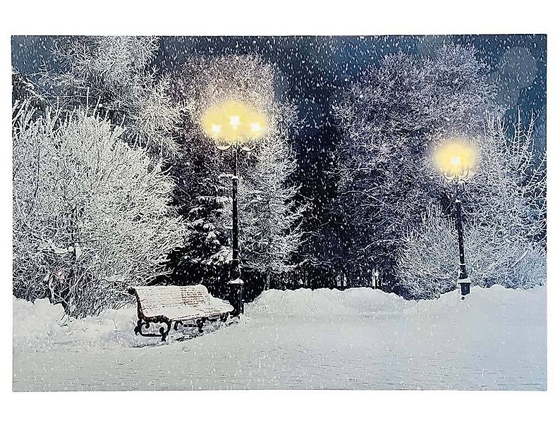 LED Bild Schneelandschaft Parkbank Beleuchtet Weihnachten Winterlandschaft günstig online kaufen