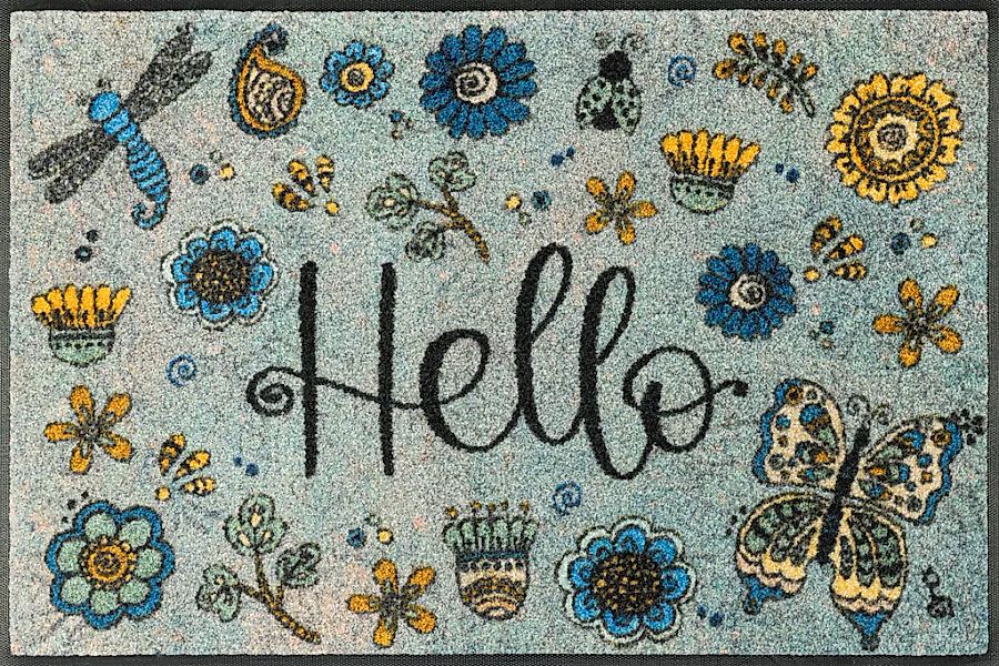 wash+dry by Kleen-Tex Fußmatte "Hello Flowers" rechteckig günstig online kaufen