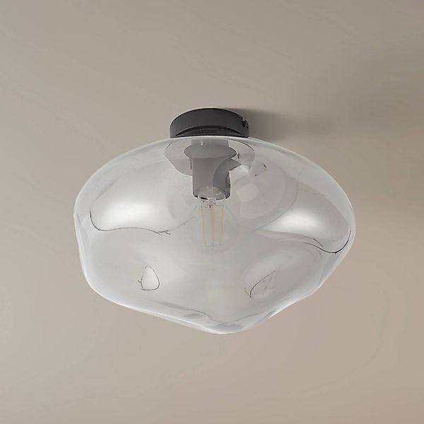 Lindby Deckenleuchte Lelia, rauchgrau, Glas, Ø 35 cm günstig online kaufen