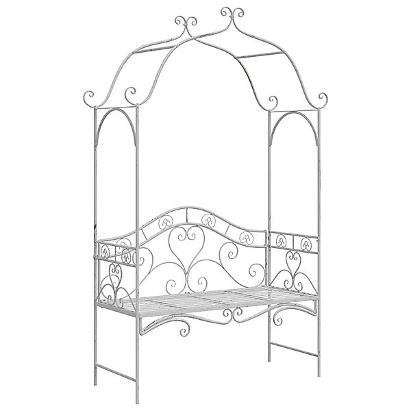 vidaXL Gartenbank Weiß Metall 121 x 48 x 200 cm Dekorative Intarsien 420081 günstig online kaufen
