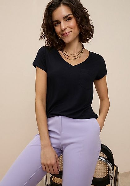 Tamaris T-Shirt lässige Passform, mit V-Ausschnitt, unifarben, hüftbedecken günstig online kaufen