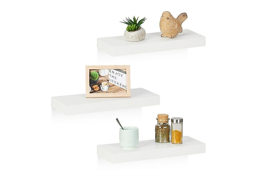 relaxdays Wandregal Weißes Wandregal im 3er Set günstig online kaufen