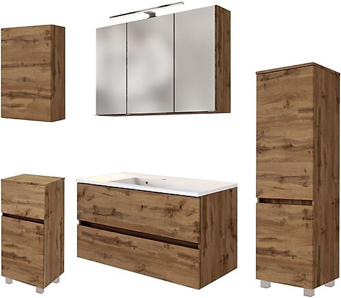 welltime Badmöbel-Set »Welltime Möbel Baabe Waschtisch-Set 3tlg. oder 5tlg. günstig online kaufen