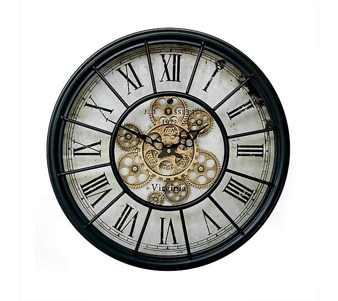 K&L Wall Art Wanduhr Metall Wanduhr 46cm groß Vintage Uhr rotierende golden günstig online kaufen