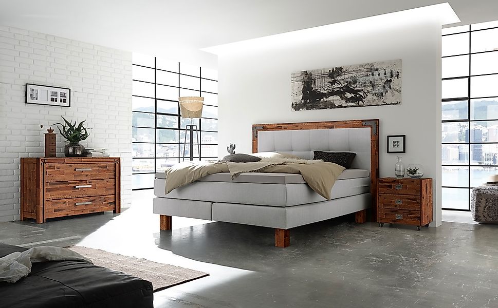 HASENA Boxspringbett Memphis, im Vintagelook, Massivholz-Umrandung, Tonnent günstig online kaufen