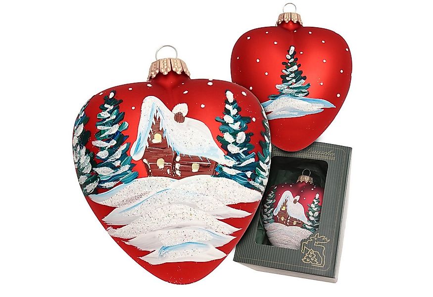 Krebs Glas Lauscha Christbaumschmuck Glasanhänger - rotes Herz mit verschne günstig online kaufen