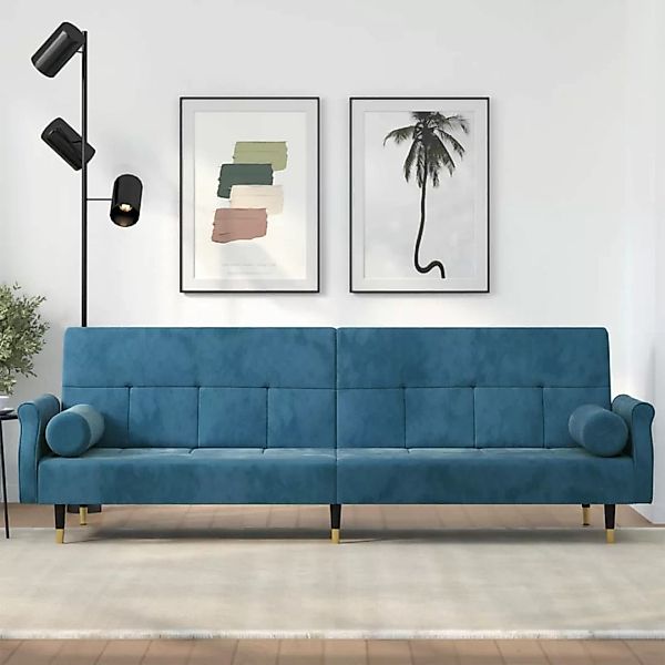 vidaXL Sofa Schlafsofa mit Kissen Blau Samt Gästebett Gästesofa Schlafcouch günstig online kaufen