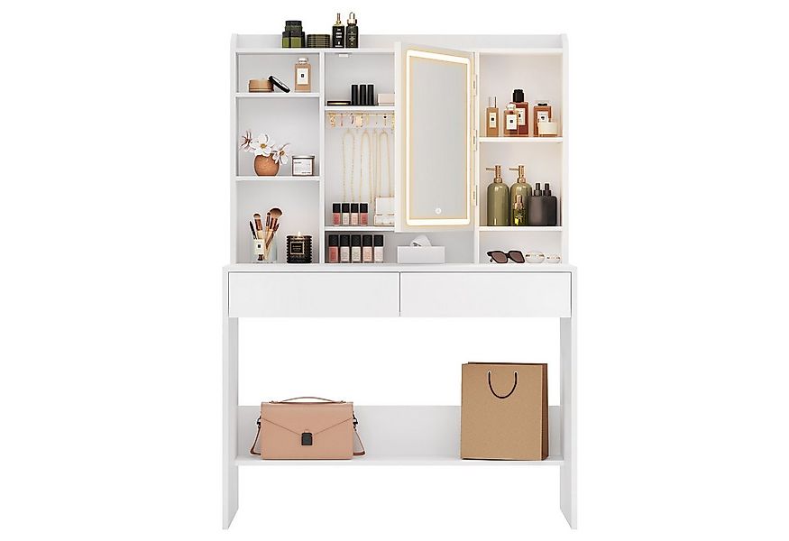 VASAGLE Schminktisch mit LED-Beleuchtung, 3 Farben mit Einstellbarer Hellig günstig online kaufen