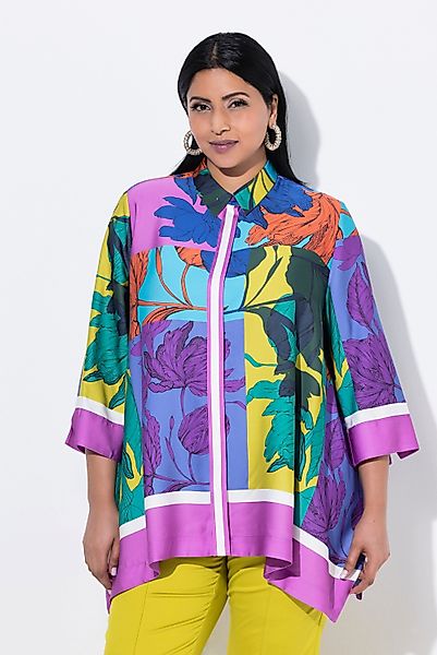 Ulla Popken Hemdbluse Bluse Zipfelsaum Oversized günstig online kaufen