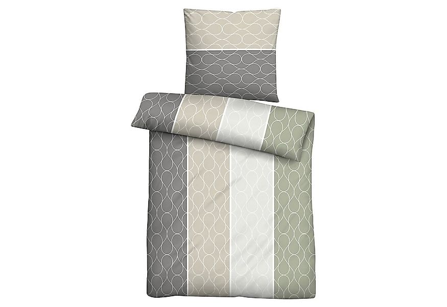 Biberna Bettwäsche ORIENTA, 135 x 200 cm, Beige, Grau, Grün, Biber, 2 teili günstig online kaufen