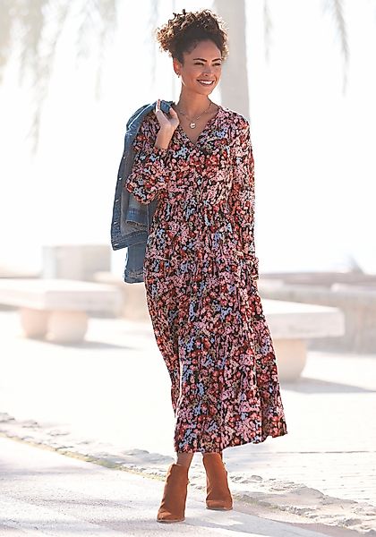 LASCANA Maxikleid mit Blümchenprint und V-Ausschnitt, günstig online kaufen