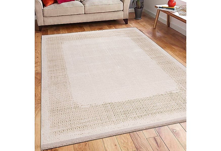 TeppichHome24 Teppich Glänzender eleganter Teppich in beige, rechteckig, Hö günstig online kaufen