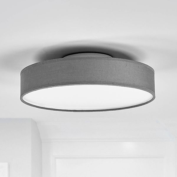 Lindby LED-Deckenlampe Saira, Ø 30 cm, grau, Textil günstig online kaufen