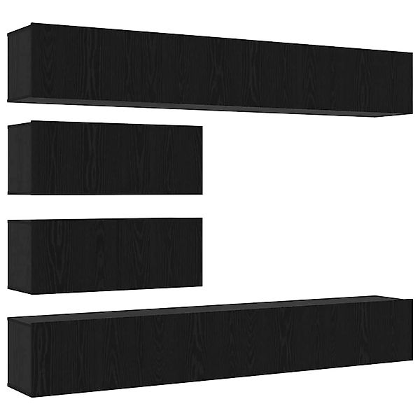vidaXL TV-Schrank-Set 6-Tlg Schwarz Eichen-Optik 100 x 30 x 30 cm 3332531 günstig online kaufen