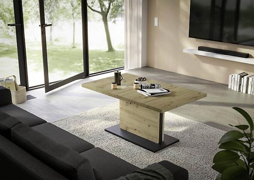 Couchtisch höhenverstellbar ausziehbar 120-160 cm Asteiche / Vulkanschwarz günstig online kaufen