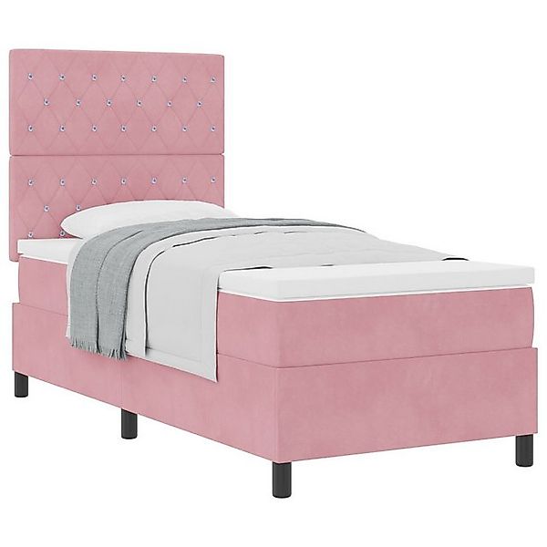 vidaXL Bett Boxspring-Bett mit Matratze Rosa 90x200 cm Velours (1-tlg) günstig online kaufen