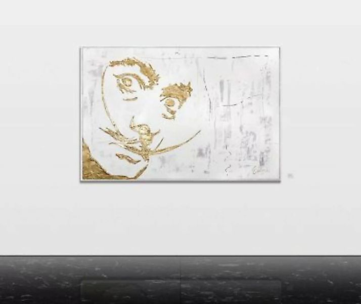 YS-Art™ "Gemälde Acryl ""Dali"" handgemalt auf Leinwand" gold Gr. 120 x 80 günstig online kaufen