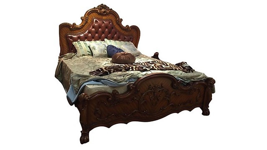 JVmoebel Bett Klassisches Barock Rokoko Chesterfield Stil Doppel Leder Hote günstig online kaufen