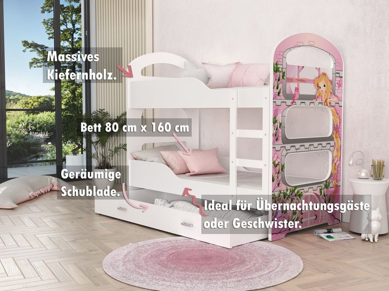 AJKmeble Hochbett 80x160cm und 80x190cm in günstig online kaufen