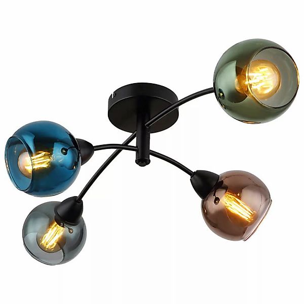 GLOBO Deckenleuchte ZARLONA 54047-4 bronze petrol mattschwarz Glas Metall B günstig online kaufen