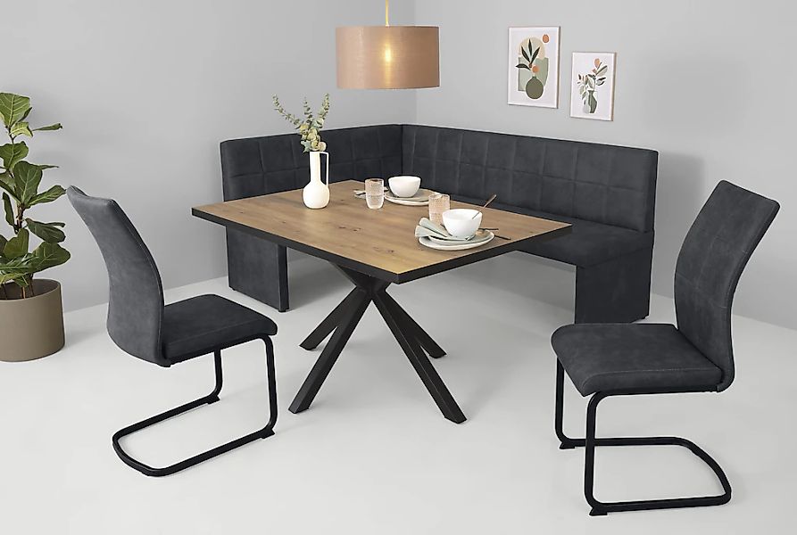 HELA Essgruppe "SPREE" 4 Stk. tlg. Esstisch 140x90 cm mit Dickkante, Microf günstig online kaufen