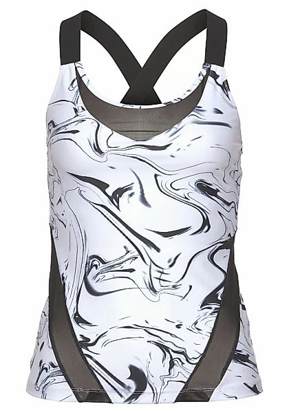 LASCANA ACTIVE Funktionsshirt "Marble", mit gekreuzten Trägern und Mesheins günstig online kaufen