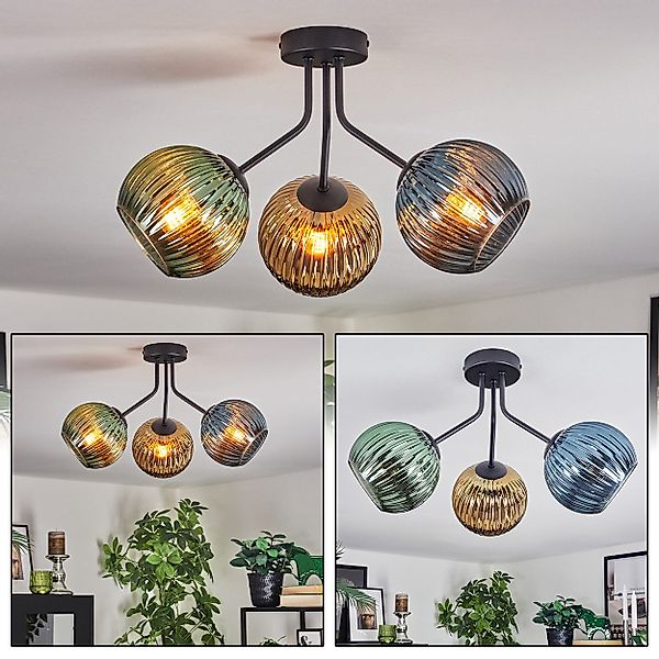 hofstein Deckenleuchte Deckenlampe aus Metall/Riffelglas in günstig online kaufen