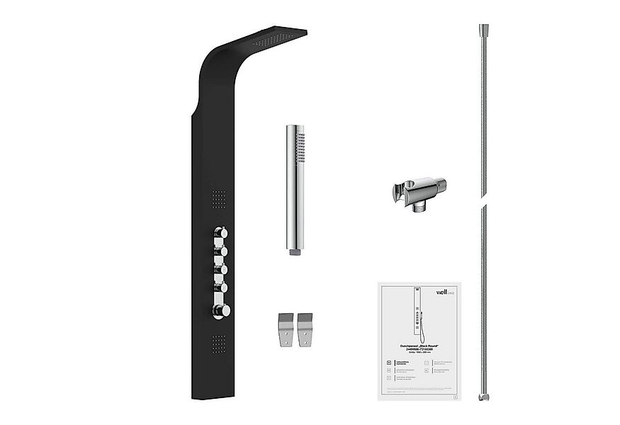 welltime Duschsäule Black Round, Höhe 160 cm, Duschsystem mit Regendusche,M günstig online kaufen