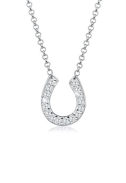 Elli Kette mit Anhänger Hufeisen Glück Zirkonia 925 Sterling Silber, Hufeis günstig online kaufen