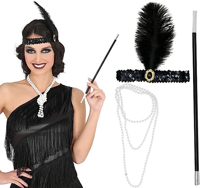 Fiestas Guirca Kostüm, 20S Flapper Kopfschmuck Perlenkette Zigarettenhalter günstig online kaufen