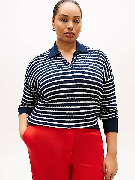 Tommy Hilfiger Curve Polokragenpullover "CRV CO CABLE FINE GG RLX POLO" in günstig online kaufen