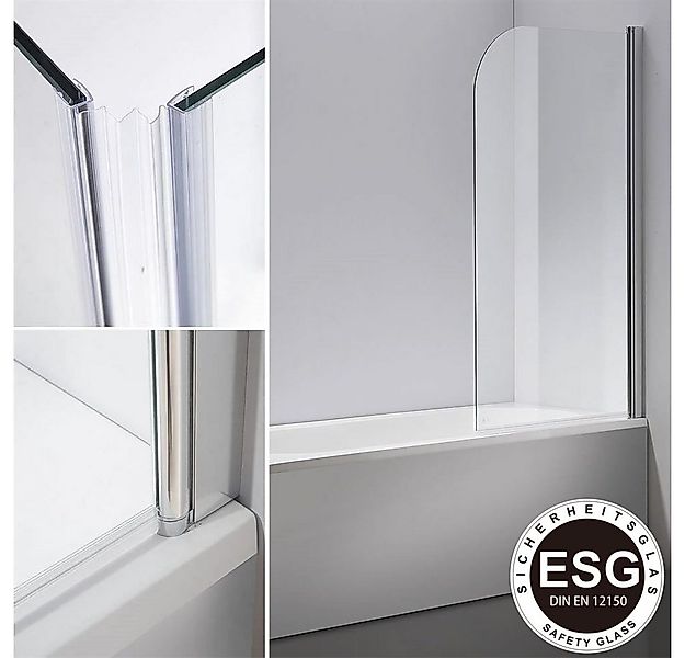 Feel2Home Badewannenaufsatz Duschabtrennung Glas 140x80cm Badewannenfaltwan günstig online kaufen