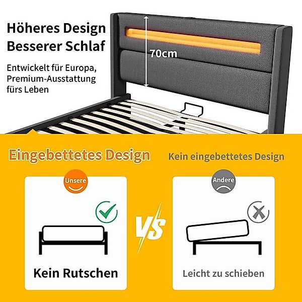 OKWISH Polsterbett mit Hydraulischem Stauraum, Stauraum-Kopfteil (Struraumb günstig online kaufen